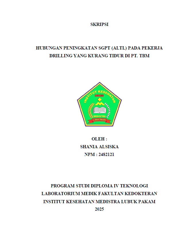 Sampul HUBUNGAN PENINGKATAN SGPT (ALTL) PADA PEKERJA DRILLING YANG KURANG TIDUR DI PT. TBM