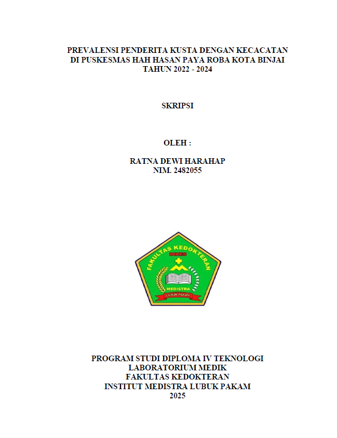 Sampul PREVALENSI PENDERITA KUSTA DENGAN KECACATAN DI PUSKESMAS HAH HASAN PAYA ROBA KOTA BINJAI TAHUN 2022 - 2024