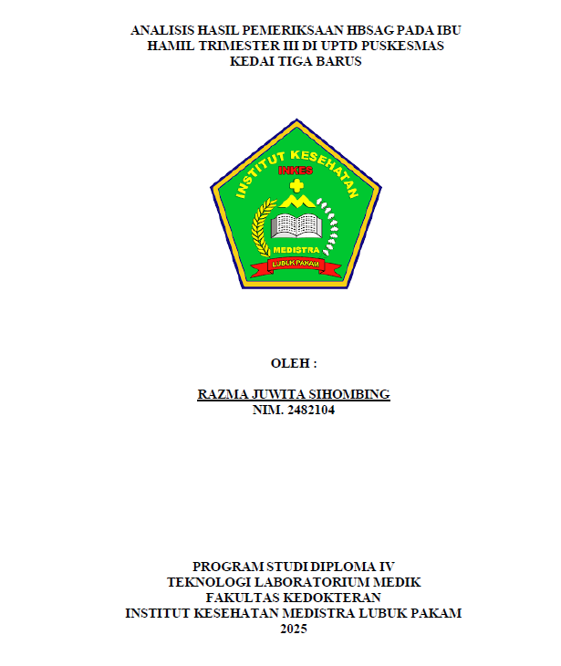 Sampul ANALISIS HASIL PEMERIKSAAN HBSAG PADA IBU HAMIL TRIMESTER III DI UPTD PUSKESMAS KEDAI TIGA BARUS