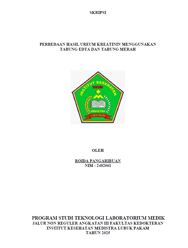 Sampul PERBEDAAN HASIL UREUM KREATININ MENGGUNAKAN TABUNG EDTA DAN TABUNG MERAH