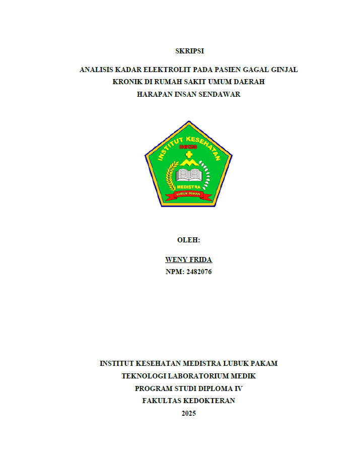 Sampul ANALISIS KADAR ELEKTROLIT PADA PASIEN GAGAL GINJAL KRONIK DI RUMAH SAKIT UMUM DAERAH HARAPAN INSAN SENDAWAR