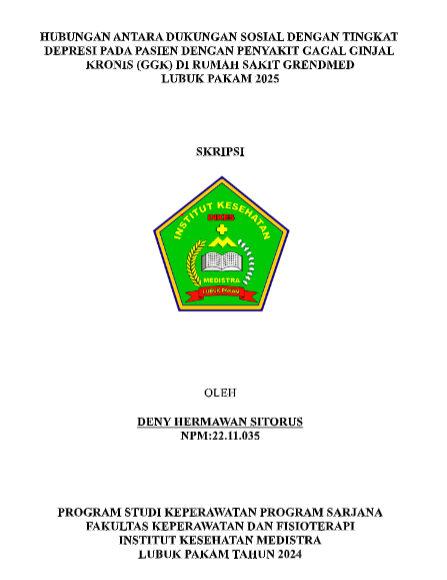 Sampul HUBUNGAN ANTARA DUKUNGAN SOSIAL DENGAN TINGKAT DEPRESI PADA PASIEN DENGAN PENYAKIT GAGAL GINJAL KRONIS (GGK) DI RUMAH SAKIT GRENDMED LUBUK PAKAM 2025
