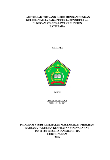 Sampul FAKTOR-FAKTOR YANG BERHUBUNGAN DENGAN KELUHAN MATA PADA PEKERJA BENGKEL LAS DI KECAMATAN TALAWI KABUPATEN  BATU BARA