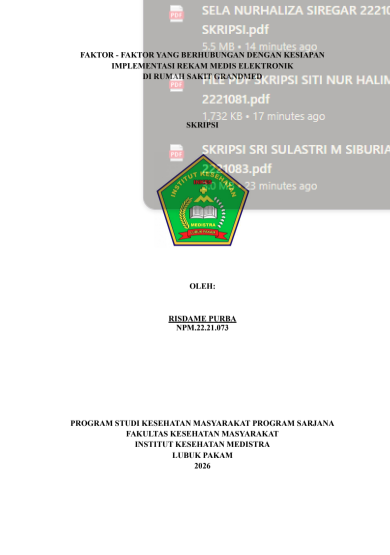 Sampul FAKTOR - FAKTOR YANG BERHUBUNGAN DENGAN KESIAPAN IMPLEMENTASI REKAM MEDIS ELEKTRONIK DI RUMAH SAKIT GRANDMED