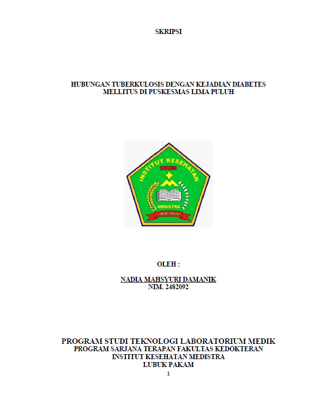 Sampul HUBUNGAN TUBERKULOSIS DENGAN KEJADIAN DIABETES MELLITUS DI PUSKESMAS LIMA PULUH
