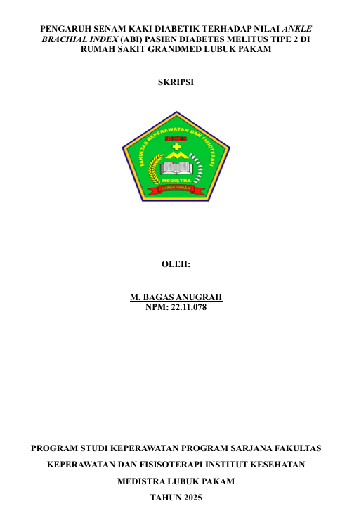 Sampul PENGARUH SENAM KAKI DIABETIK TERHADAP NILAI ANKLE BRACHIAL INDEX (ABI) PASIEN DIABETES MELITUS TIPE 2 DI RUMAH  SAKIT GRANDMED LUBUK PAKAM